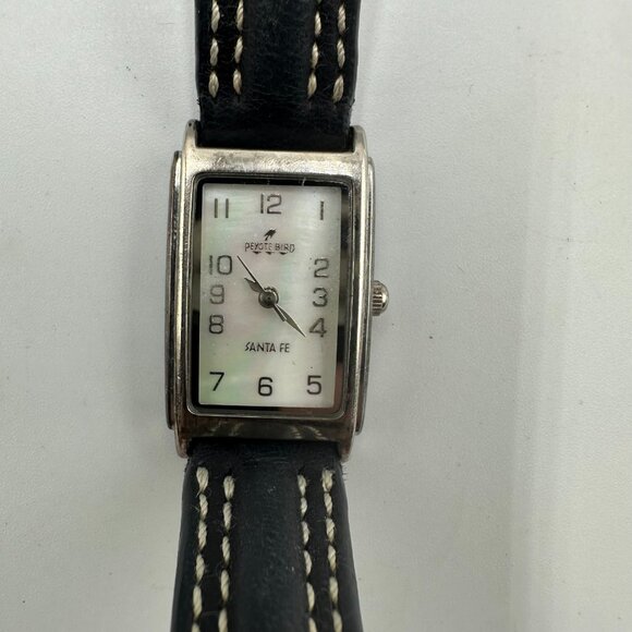 Peyote Bird Sante Fe Watch Sterling Silver Mother Of Pearl Dial New Battery 8" - Picture 3 of 15